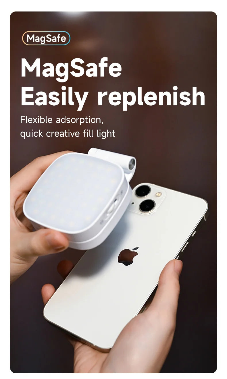 360° Rotation Magnetic Phone Selfie Light with Makeup Mirror