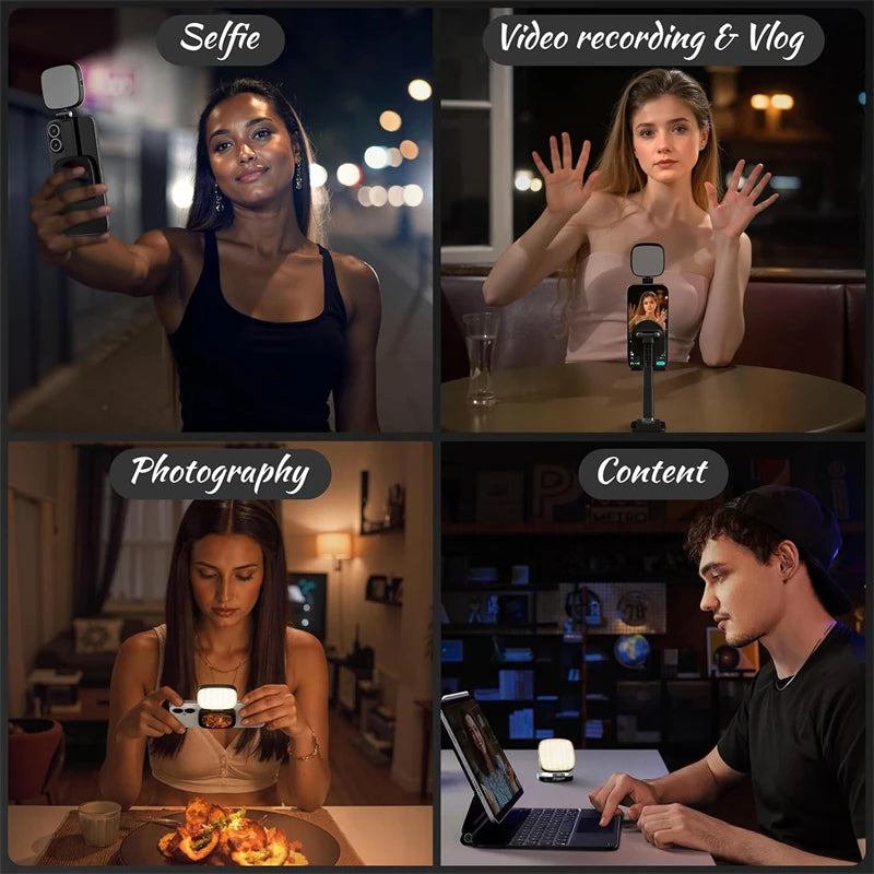360° Rotation Magnetic Phone Selfie Light with Makeup Mirror