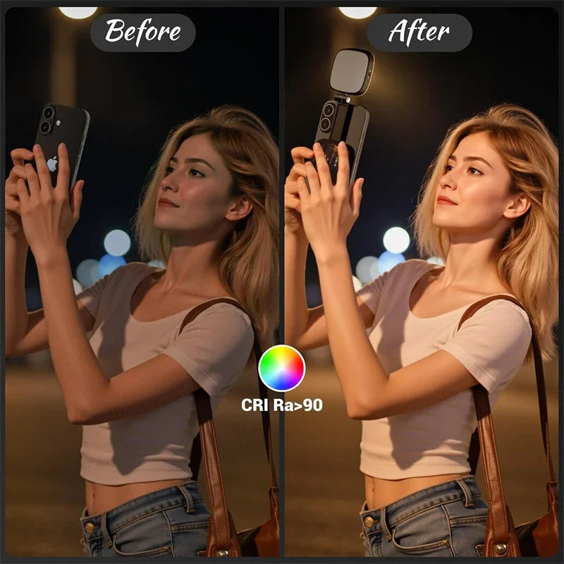 360° Rotation Magnetic Phone Selfie Light with Makeup Mirror
