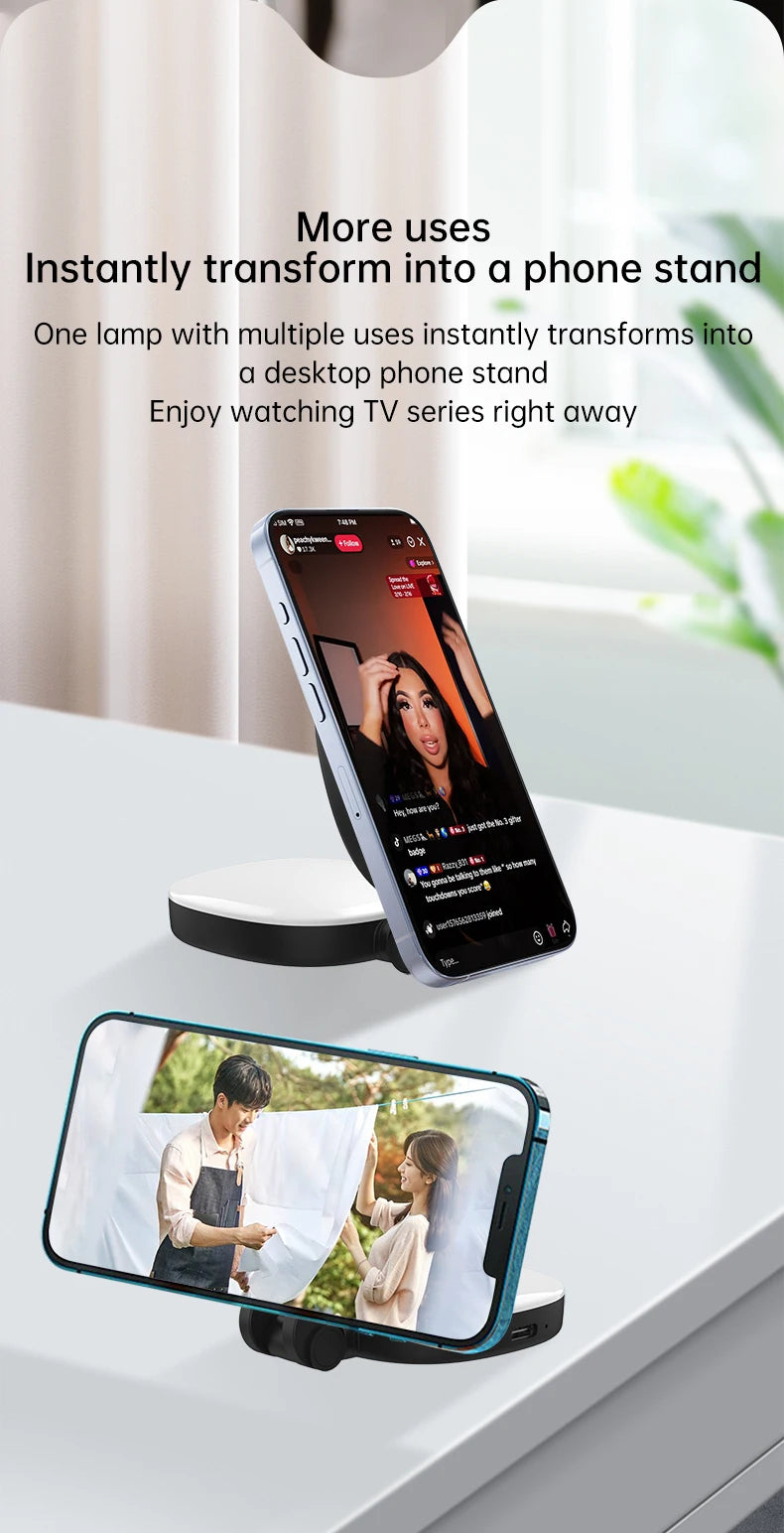 360° Rotation Magnetic Phone Selfie Light with Makeup Mirror