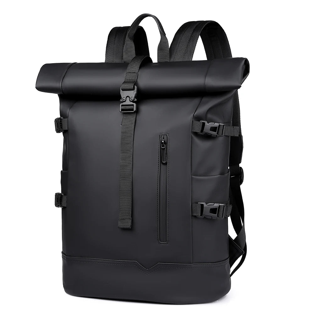 Roll Top Waterproof PU Leather BackPack