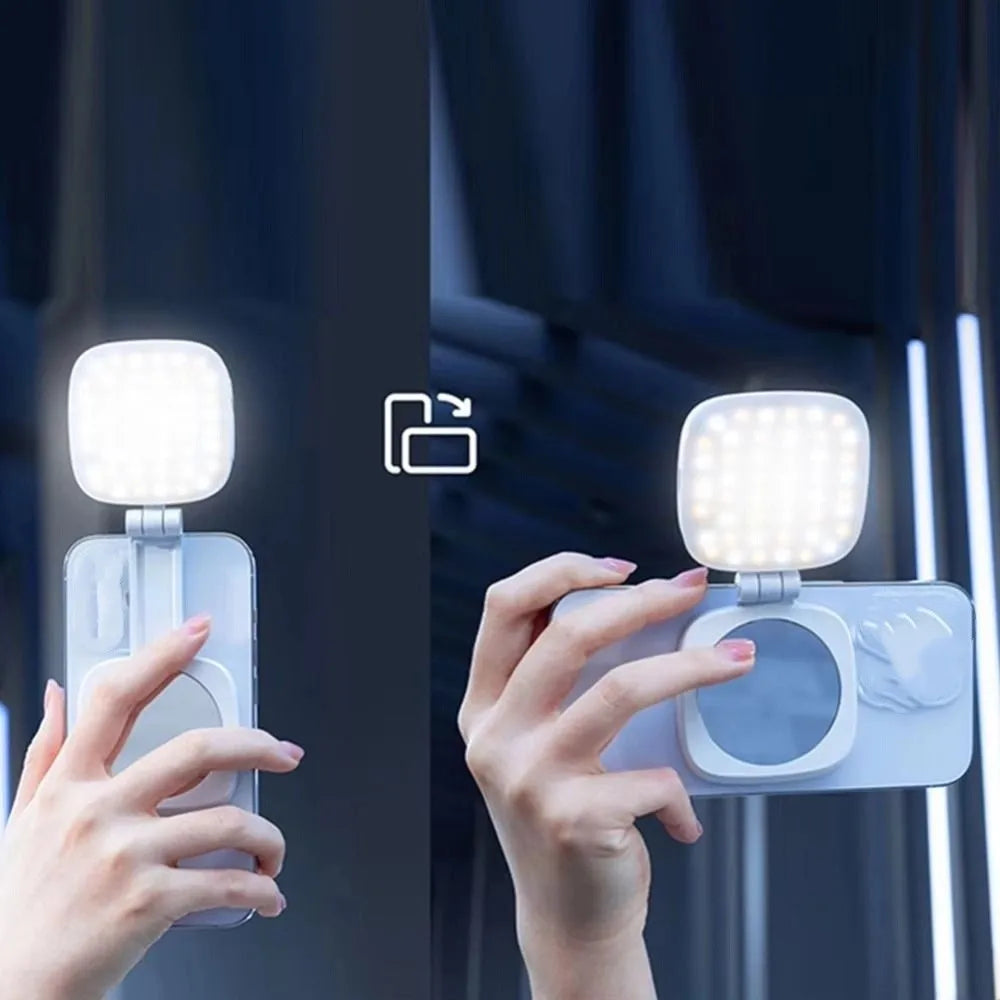 360° Rotation Magnetic Phone Selfie Light with Makeup Mirror