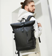 Roll Top Waterproof PU Leather BackPack