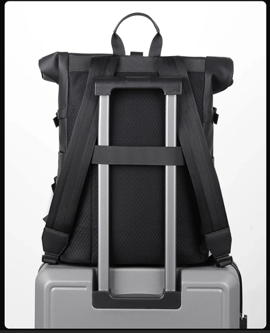 Roll Top Waterproof PU Leather BackPack